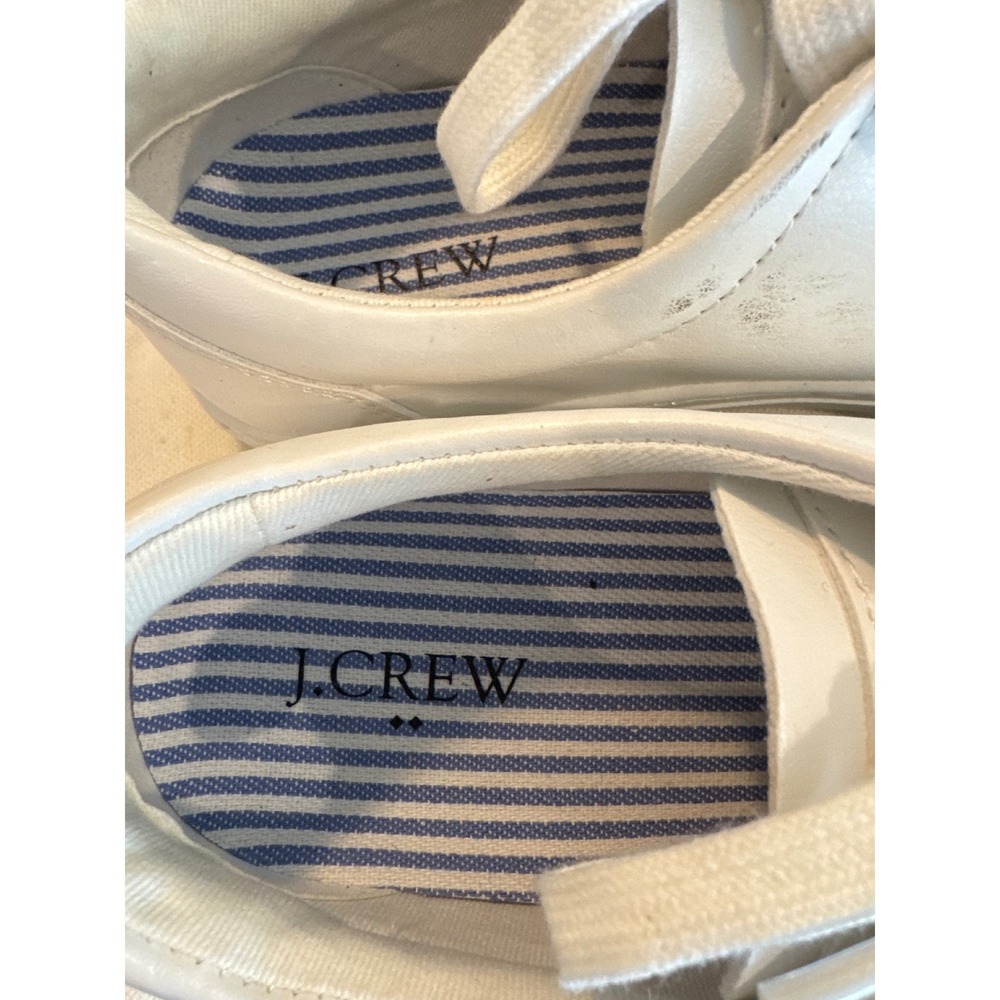 J.‎ Crew White Leather Lace Up Low Top Sneakers Women's Size 6 BC186 - Picture 2 of 6